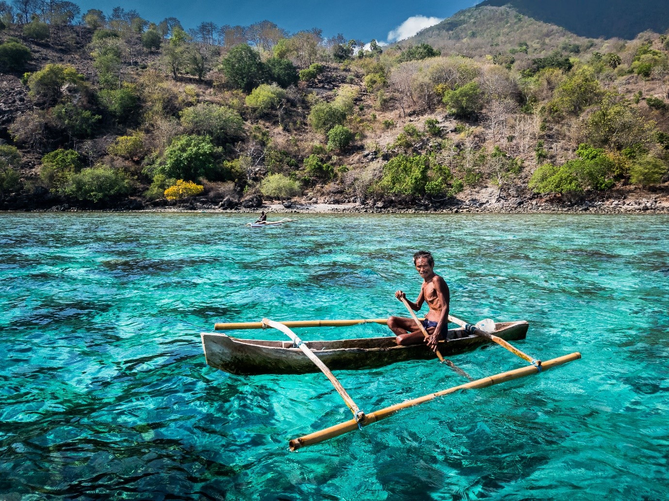 image of fisherman in the ocean in Alor-Indonesia