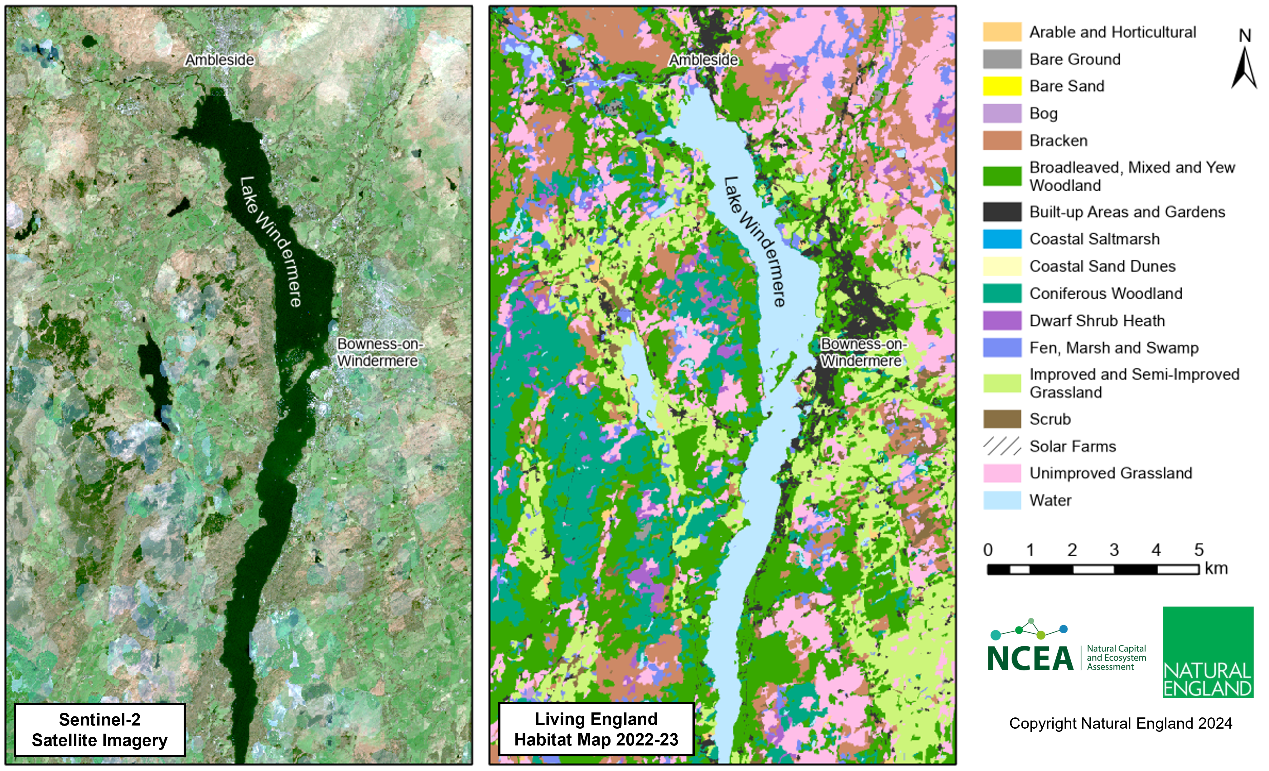 satellite map imagery taken from the Living England Map.