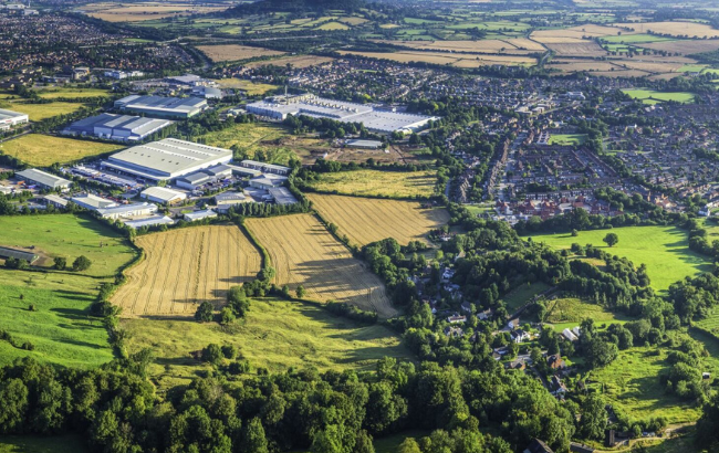 Aerial view of the Cotswolds.